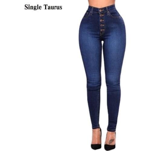 High Waist 4XL Plus Size Elasticity Slim Sexy Skinny Jeans High Waist Button Fly Push Up Casual Vintage Streetwear Denim Pants