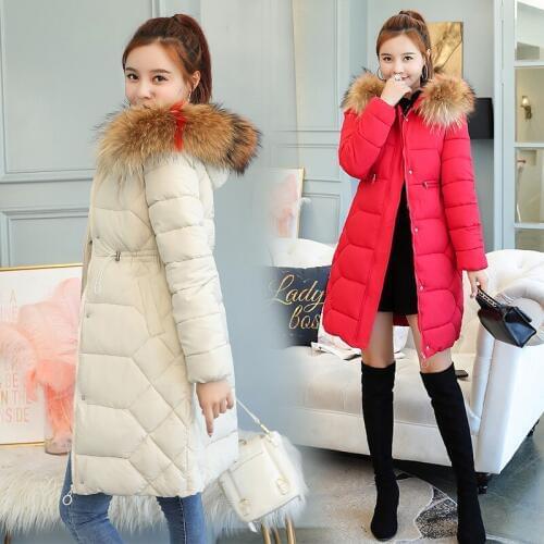 Womens Jackets Winter Jacket Women Parka Hooded Thick Pink Down Cotton Long Coat Female Jacket Parkas Mujer 2020 KJ713