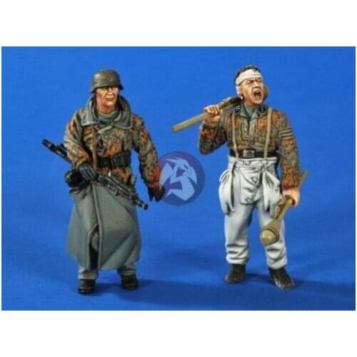 1:35 resin assembled model scene layout World War II model 2 figures are unpainted