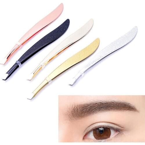 1pc Eyebrow Tweezers Stainless Steel Eyelash Clips Professional Slanted Puller Face Hair Remover Beauty Makeup Tools Brand New