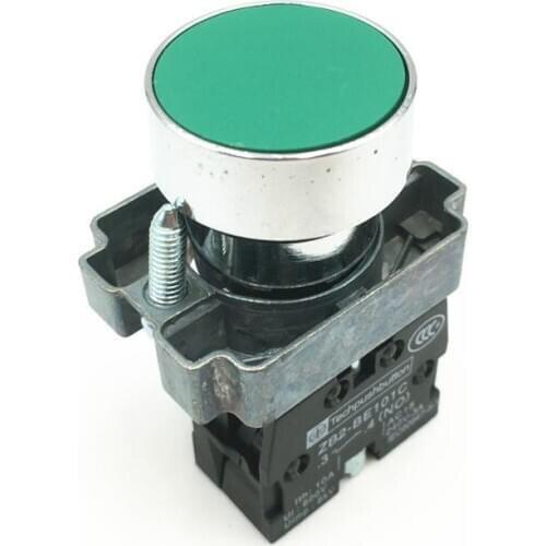 10pcs XB2 BA31 Green Sign Flat Self-Reset Momentary Flush Pushbutton Push Button Switch 1 NO 22mm Mounting Hole