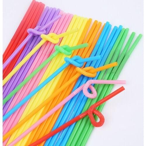 100pcs lots Multi Color Plastic Drinking Straw Cocktail Lounge Wedding Birthday Party Special Summer Drinking Straws Tube