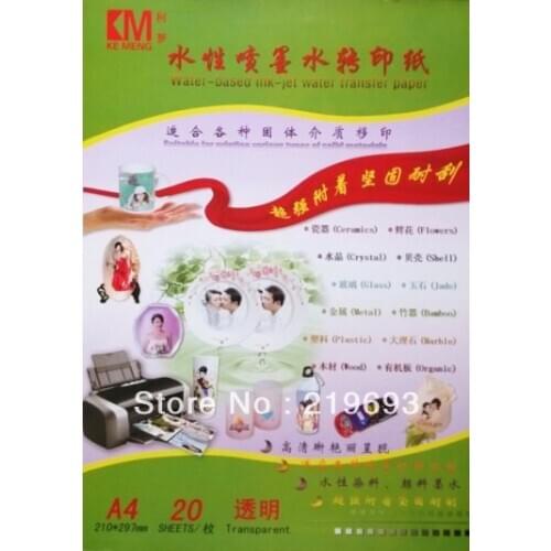 120 sheets/lot Free shipping, A4 clear/transparent inkjet water decal paper