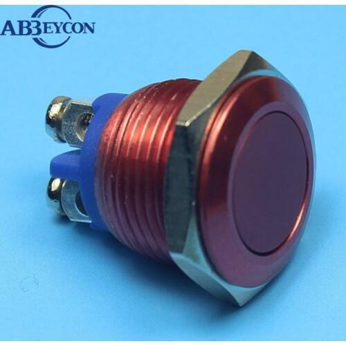 1680 1NO flat head momentary screw terminal red housing push button switch 16mm momentary contact switch