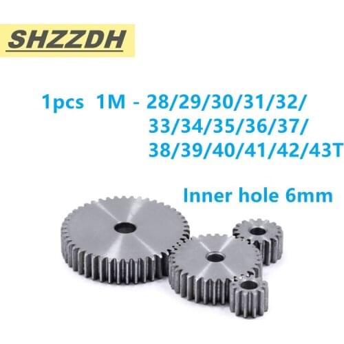 1M inner hole 28/29/30/31/32/33/34/35/36/37/38/39/40/41/42/43mm spur gear standard hole 90 degree 45# steel quenching treatment