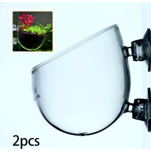 2pcs Aquarium Decoration Fish Tank Mini Crystal Glass Pot Polka Water Potted Planting Cylinder Cup Aquarium Accessories