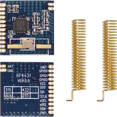 2pcs/lot Low cost 20mW 600m Wireless Transmitter Receiver RF Module RF4431 FSK/GFSK 433/868MHz Module