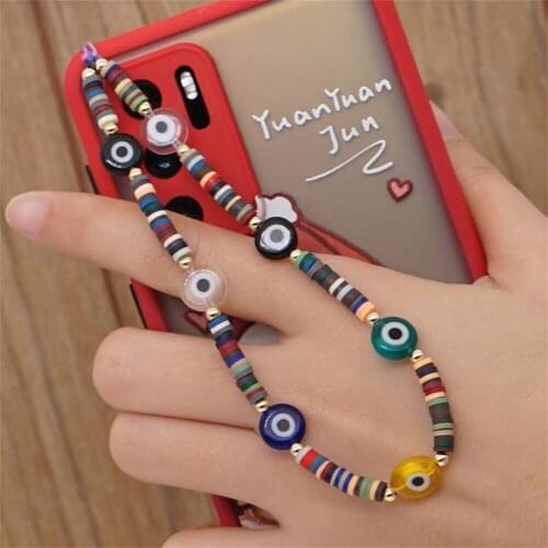Designer original hand-woven personality glass beads mobile phone with key chain lanyard gift for girls