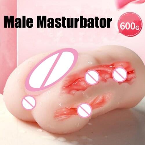 Long Big Double Hole Male Masturbator Realistic Vagina Real Pussy Oral Sex Deep Dildo Sex Toys for Men Intimate Goods