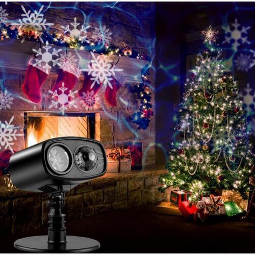 Moving Blue watermark Snowflake Laser Projector Lamp LED Stage Light Christmas New Year Party Halloween Outdoor