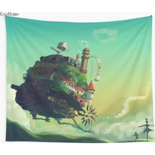 Howls Moving Castle Studio Ghibli Wall Tapestry Cover Beach Towel Throw Blanket Picnic Yoga Mat Home Decoration