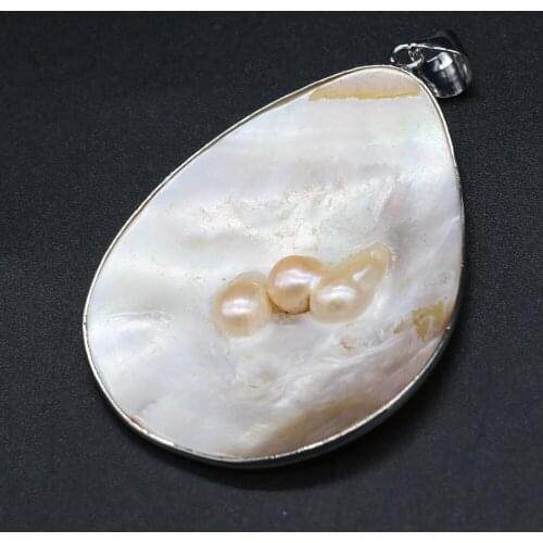 Natural Shell Mother of Pearl Shell Pendant Fashion Drop Shape Pendant For for Jewelry Making DIY Necklace Accessories 45x66mm