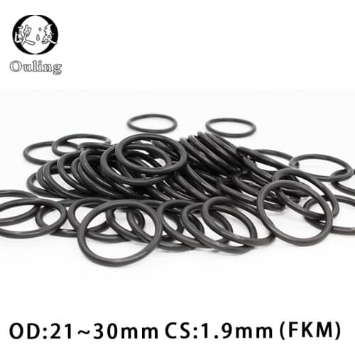 5PCS/lot Fluorine rubber Ring Black FKM Oring Seal CS:1.9mm OD21/22/23/24/25/26/27/28/29/30mm Rubber O-Ring Seal Oil Ring Gasket