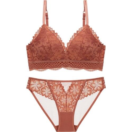 EFIOLY 2019 Thin Money Gathers Small Bosom French Sexy Lady Bud Silk Brassiere Underwear Set To Hold Bra New Autumn and Winter