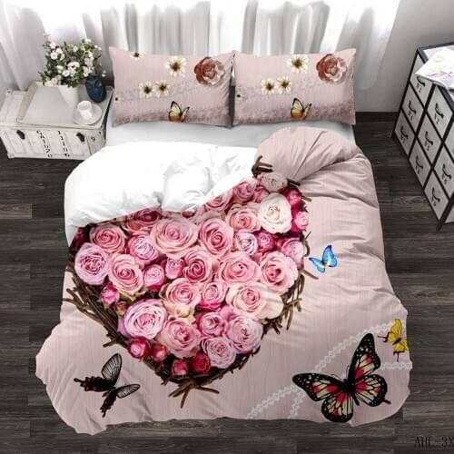 Bunch rose digital art duvet cover set king queen double twin size bed linen set