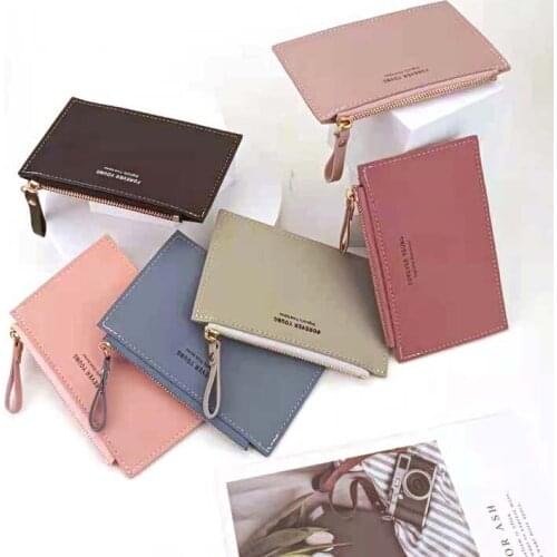 Unisex wallet business card holder pu leather coin pocket bus card storage bag coin purse men and women multicolor card holder