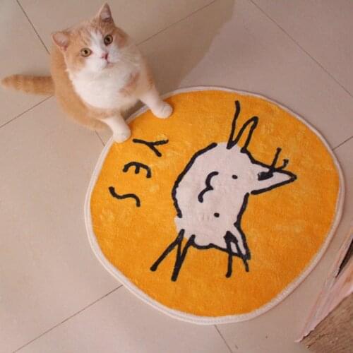 Cartoon Cat Mat Soft Plush Pet Carpet Round Dog Game Pad Anti-slip Pets Sleeping Mats for Cats House Base Pets Accessories 60cm