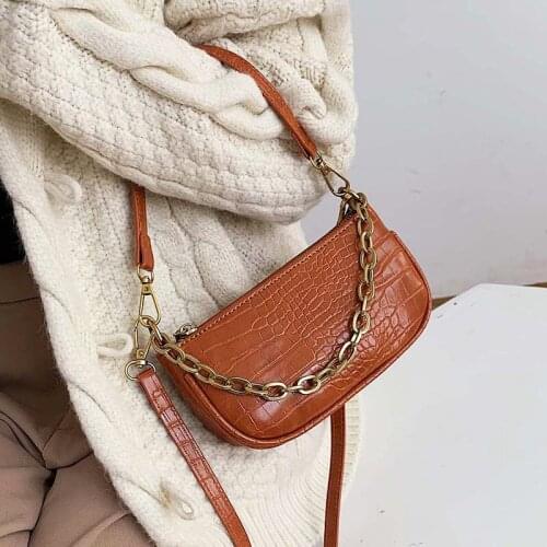 Leather Crossbody Bag For Women Mini Fashion Messenger Bag Retro Evening Handbag Chain Shoulder Bags Small Purse Female Bols