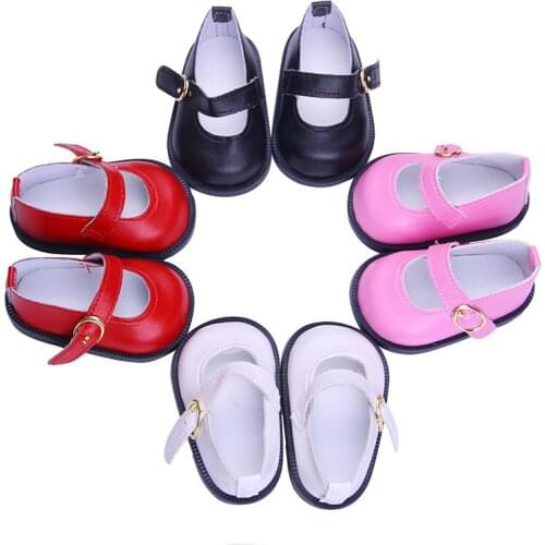 Luckdoll Pretty Leather Flat Shoes Fit 18 Inch American&43 CM Baby Doll Clothes Accessories,Girls Toys,Generation,Birthday Gift