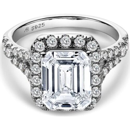 Trendy 100% 925 Sterling Silver Cut 3 Carats Moissanite Wedding Rings For Women Pass Diamond Test Party Jewelry Fine Jewelry