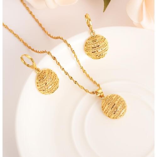 Fashion Cute Jewelry Gold Round ball beadsgirls bridal jewelry set for Women Necklace Earrings Set Party Accessories Dubai Gift