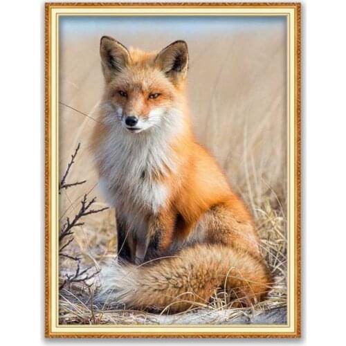 Animal Fox DIY 11CT Embroidery Cross Stitch Kits Craft Needlework Set Cotton Thread Printed Canvas Home Decoration On Sale Room