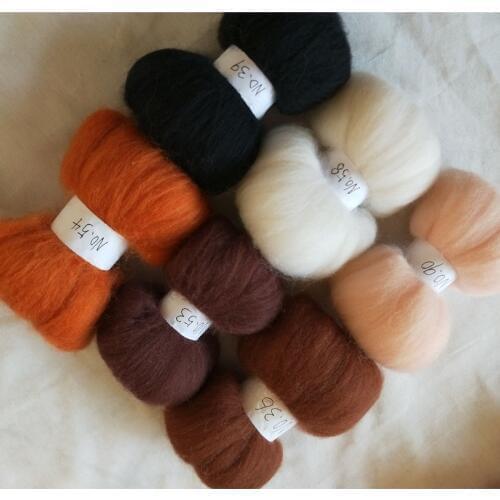 WFPFBEC felt wool roving merino wool felt kit needle for feling wool fibre for felting doll set 60g 10g/color total 6 colors