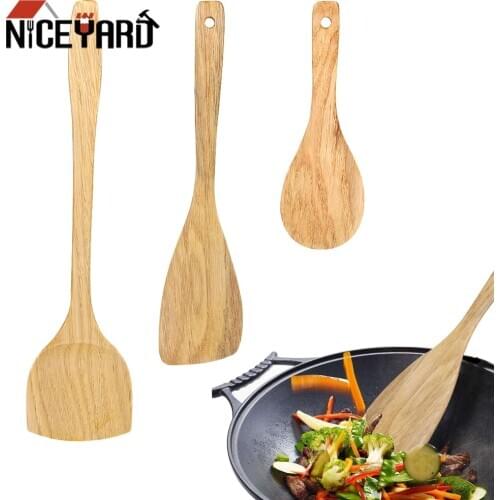 NICEYARD For Non-stick Pan Rice Spoon Wood Shovel Cookware Wooden Spatula Kitchen Cooking Tool Wooden Turner Kitchen Accessories