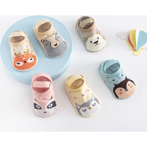 Baby Floor Socks Infant Cartoon Cute Elastic Toddler Socks Cotton Anti Slip Socks Boy Girl Cute Lace Flower Mesh Summer Sokken