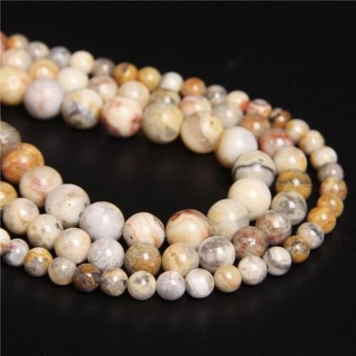 Wholesale Natural Stone Crazy Agat Beads Round Loose Spacer Beads For Jewelry Making Bracelets Necklace Earring DIY Accessories