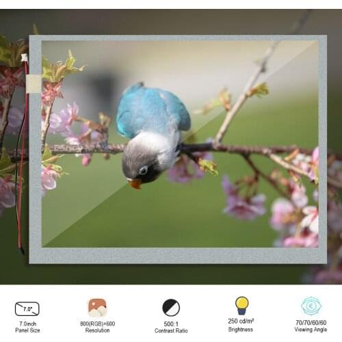 Original AUO A070SN01 V.0 Resolution 800*600 LCD Screen 7.0 Inch 60 Pins FPC TTL Interface 250 Nits LCM Module