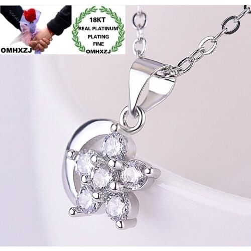 OMHXZJ CA304 Wholesale European Fashion Woman Girl Party Birthday Wedding Gift Moon Star Zircon 18KT White Gold Pendant Charm