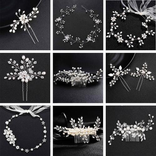 QYY Fashion Pearl Wedding Hair Accessories Pearls Hair Clips Comb Pins 2019 Bridal Hair Jewelry for Women Headpieces