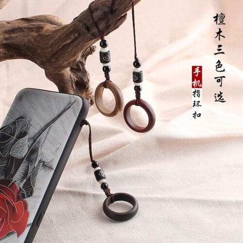 Phone Straps Chinese style ebony mobile phone ring buckle lanyard female personality creative short hand-woven male lanyard