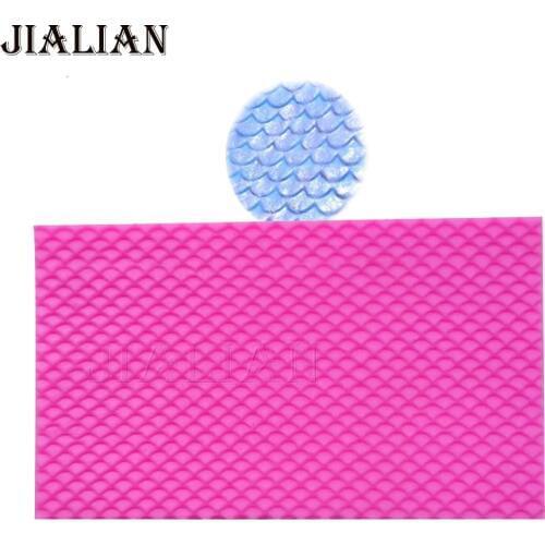 3D Mermaid Fish snake Scale lace border Mat Cake Decorating Texture Silicone Molds Baking Tools Gumpaste Chocolate Moulds T0809