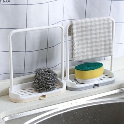 Kitchen Bathroom Rack Sink Countertop Cleaning Plastic Drain Sponge Towel Rack Soap Rack Kitchen Portable Non-Slip Storage Tool