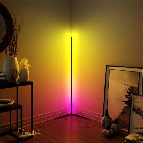 Corner Floor Lamp RGB Color Changing Standing Lamps Dimmable LED Soft Lighting Atmosphere for Living Room Bedroom Studying