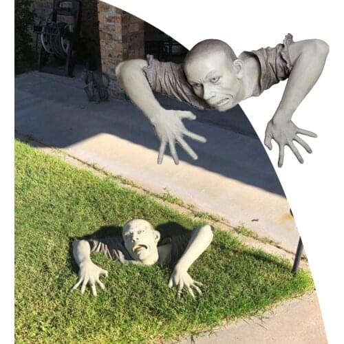 Horror Creepy Corpse Crawling Zombie Garden Statue Halloween Decoration Haunted House Props Supplies Bar Party Decor TBU