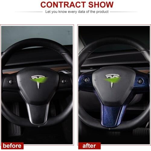 Vxvb New For Tesla Model Y 3 2021 Decorative Accessories Starry Sky Gradient Model3 Car Steering Wheel Interior Trim Model Three