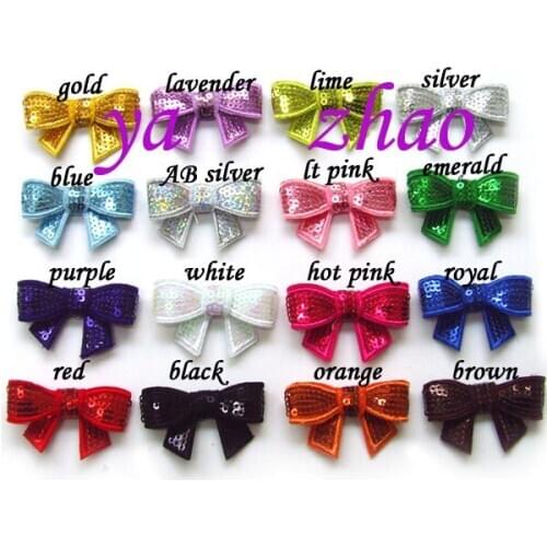 Top Quality 2" Embroideried sequin hair bow girls hair accessories, 80pcs/lot, Mix 16 colors Free shipping