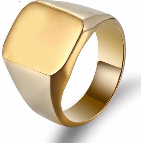 Yingwu 5pcs/lot Gold Color Stainless Steel Mens Signet Rings Family Photo Male Engagement Wedding Rings