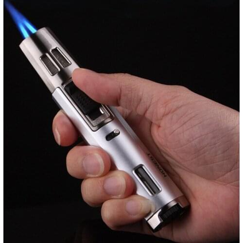 Torch Jet Cigar Pipe Lighter Big Flame Turbo Cigar Refillable Gas Lighter Windproof Metal Spray Gun Cigarette Lighter Mens Gift
