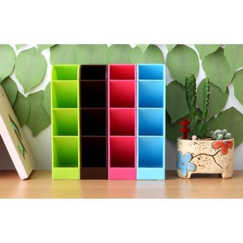 1PC Multifunctional Desk Organizer 4 Slots Desktop Storage Box Case Pen Pencil Holder Plastic Cosmetics Make Up Organizer LF 026