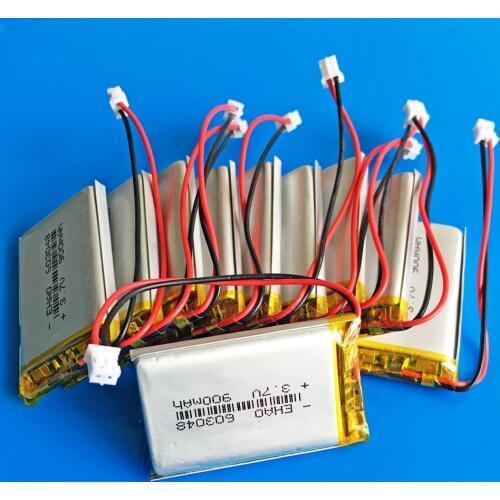 10 pcs 3.7V 900mAh 603048 lipo polymer lithium rechargeable battery JST 2.0mm for MP3 GPS DVD recorder headset e-book camera