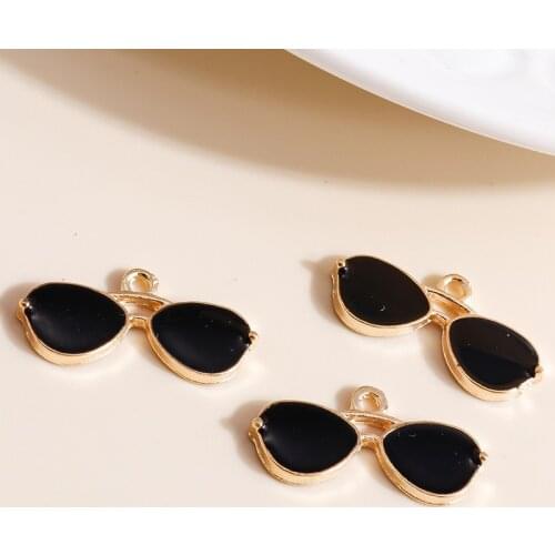 10pcs 21*10mm Summer Sunglasses Charms for Jewelry Making Handmade Enamel Charms DIY Earrings Pendants Necklaces Accessories