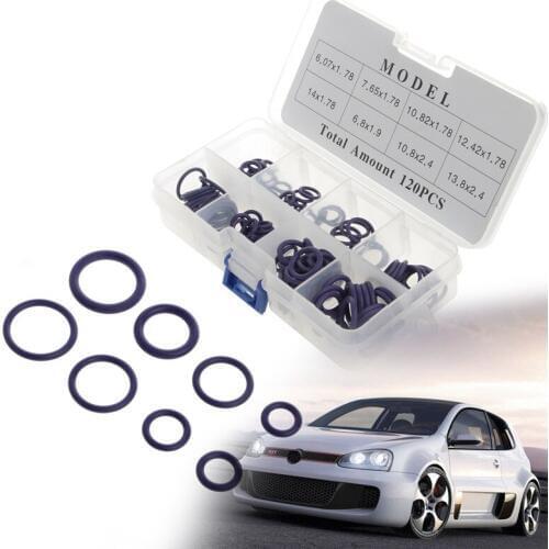 120Pcs HNBR Car Van Air Conditioning Rubber Washer O Ring Seal Assortment Set