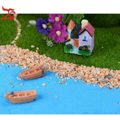2Pcs Mini wood boat craft Figure For micro garden Decoration ornaments terrariums miniature