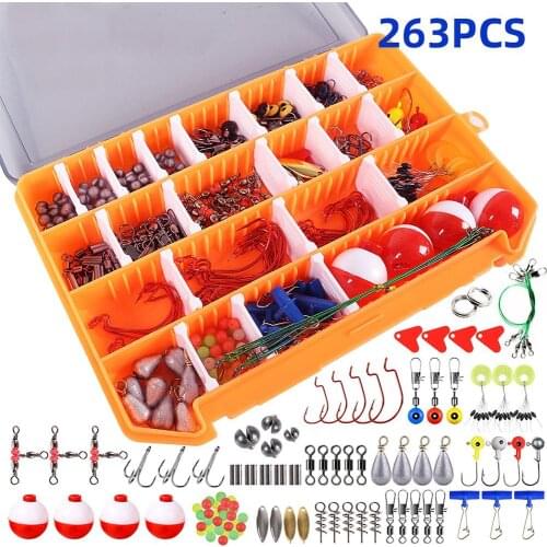 263Pcs/Set Fishing Tackles Box Accessories Kit for Bait Lure Accessoires 20.5cm*14.5cm*2.7cm Product size