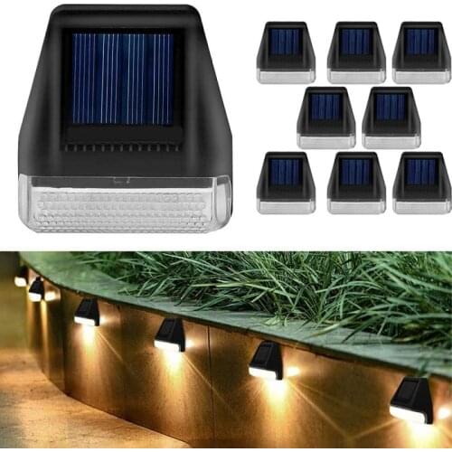 8PCS Solar Wall Lights Outdoor IPX3 Rainproof Garden Decoration Stairs Step Lights Fence LED Wall Lights For Outdoor Lighting