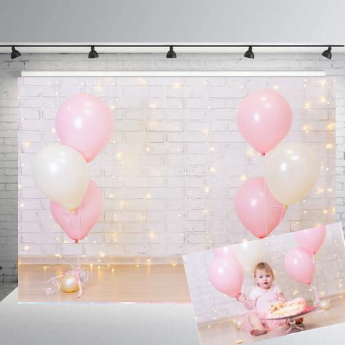 BEIPOTO Newborn Photography Backdrops pink balloon brick wall baby cake smash background flash kids 1st birthday props B374